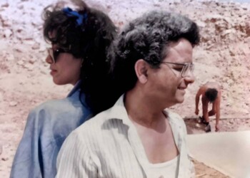 עפרה חזה עם בצלאל אלוני בצילומי הקלטת "פנטזיה", 1986